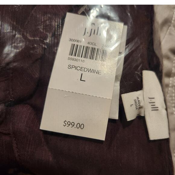 J.Jill $99 Large Spiced Wine Burgundy Cottagecore Fall Smocked Henley Dress - Picture 5 of 8